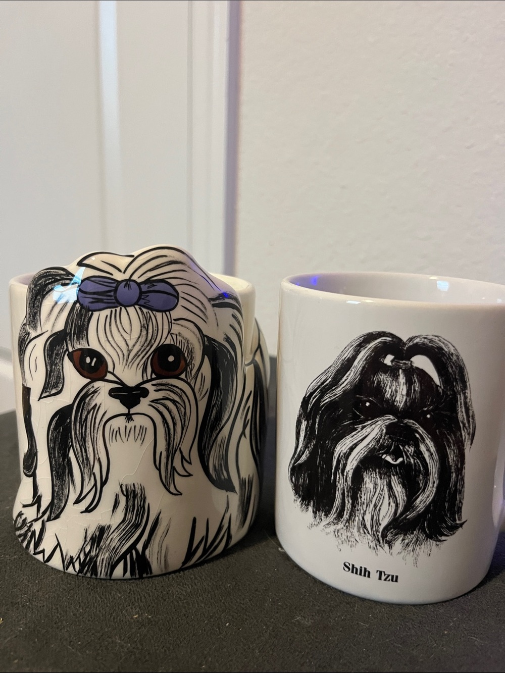White/Black Shih Tzu Ceramic Mug Set